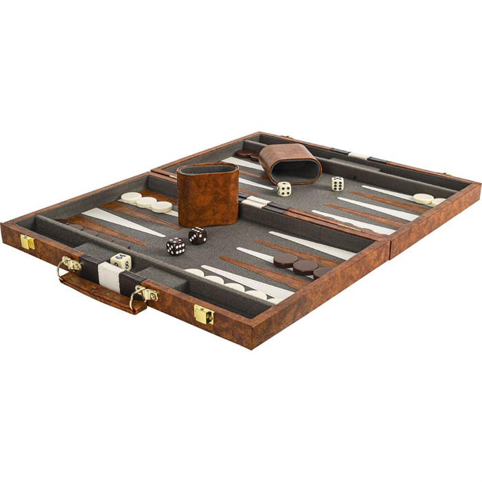 Backgammon kuffert Brun